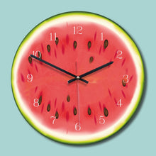 DIY wall watch Lemon watermelon pattern wooden main body acrylic mirror wall clock relojes cocina home decor without battery