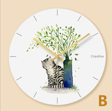 Wall clock Minimalist quartz watch flower Cartoon fox Wall Clocks Home Decoration Living Room Silent 12 inch