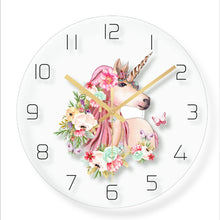 Wall clock Minimalist quartz watch flower unicorn picture Wall Clocks Home Decoration Living Room Silent 12 inch