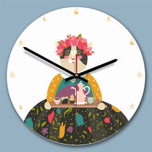 M.Sparkling 11 Inch Creative Modern Wall Clock Acrylic Painting Cute Cat 3D Wall Watch Kids Room Decoration Relogio De Parede