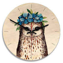 11 Inch Wooden Wall Clock Cartoon Owl Painting Wall Watch Modern Wall Decoration Kids Room Silent Quartz Relogio De Parede