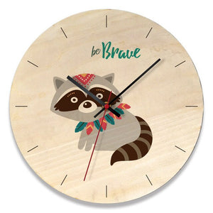 Wooden creative wall clock home cartoon clock living room wall clock