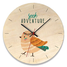 Wooden creative wall clock home cartoon clock living room wall clock