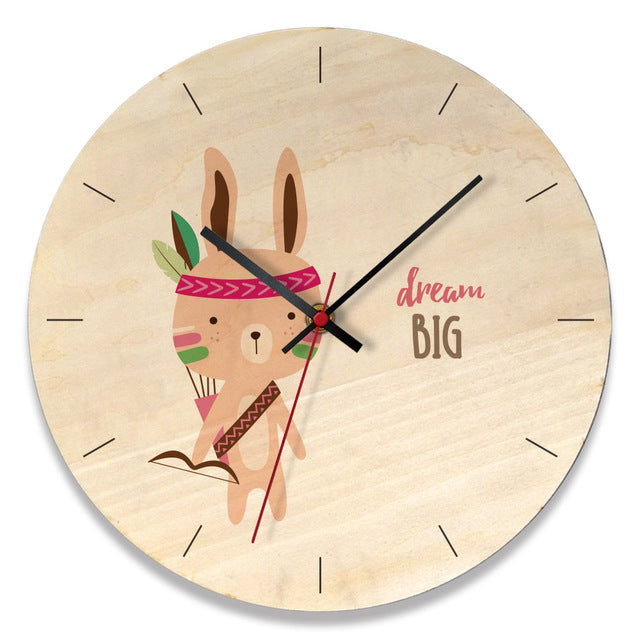 Wooden creative wall clock home cartoon clock living room wall clock