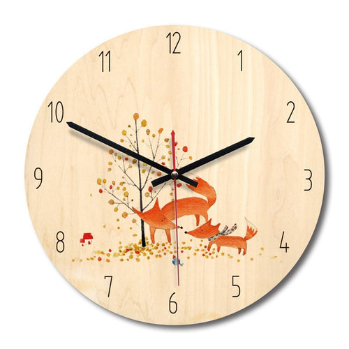 New 3D Wall Clock Quartz Cartoon Fox Wall Clock Modern Design 28cm Mute Movement Wall Watch For Home Decoration Dropshipping