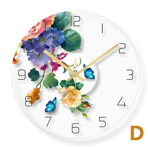Wall clock Minimalist quartz watch flower unicorn picture Wall Clocks Home Decoration Living Room Silent 12 inch