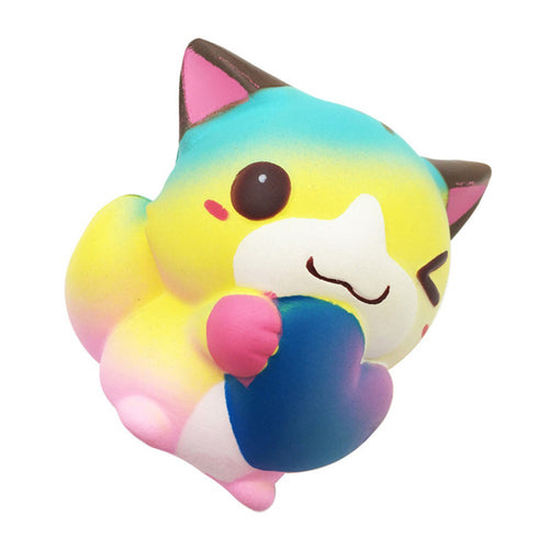 12cm Squishy Cute Cartoon Heart Cat Fox Slow Rising Cream Scented Squeeze Toy