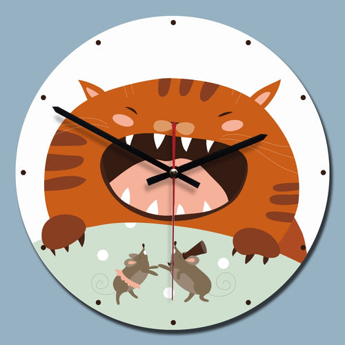 M.Sparkling 11 Inch Creative Modern Wall Clock Acrylic Painting Cute Cat 3D Wall Watch Kids Room Decoration Relogio De Parede