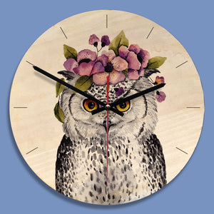 11 Inch Wooden Wall Clock Cartoon Owl Painting Wall Watch Modern Wall Decoration Kids Room Silent Quartz Relogio De Parede