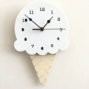 Nordic Ice Cream Wall Clocks Cartoon Mute Watch Wall Home Decor Kids Room Wall Decoration Cute Ornament Baby Gift Reloj De Pared