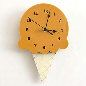 Nordic Ice Cream Wall Clocks Cartoon Mute Watch Wall Home Decor Kids Room Wall Decoration Cute Ornament Baby Gift Reloj De Pared