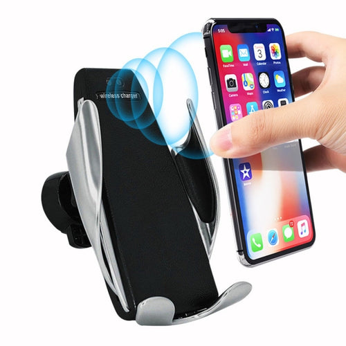 Automatic clamping wireless car charger for iphone Android mobile phone holder 360 degree rotating charging bracket