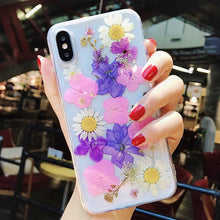 Real Dried Flower Phone Case for iPhone X Transparent Soft TPU Handsome Pressed Back Cover for iPhone X 8 7 6S Plus Cases Women