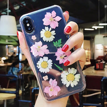 Real Dried Flower Phone Case for iPhone X Transparent Soft TPU Handsome Pressed Back Cover for iPhone X 8 7 6S Plus Cases Women