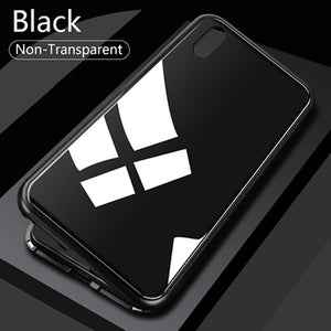 Adsorption Magnet Case for iPhone XR XS MAX X 8 Plus 7 +Tempered Glass Back Magnet Cases Cover for iPhone 7 6 6S Plus Case