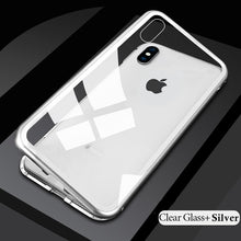 Adsorption Magnet Case for iPhone XR XS MAX X 8 Plus 7 +Tempered Glass Back Magnet Cases Cover for iPhone 7 6 6S Plus Case